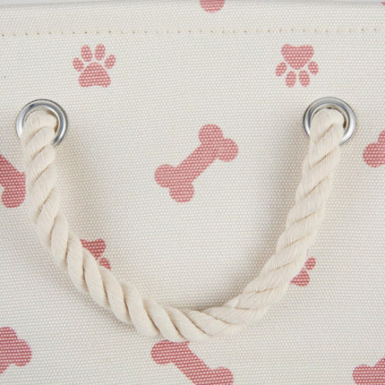 Bone Dry Pet Storage Collection - Dog Toy Storage Bin - Paw and Bone Print, Medium Round, 12x15x15,