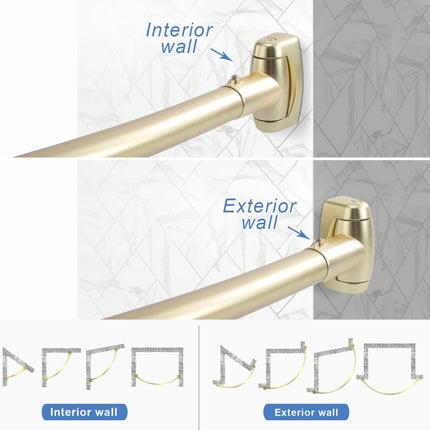 Adjustable Gold Shower Curtain Rod, designed to fit spaces from 48 to 72 inches, Open Box