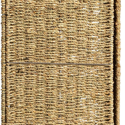 Household Essentials Brown Wicker 3-Compartment Laundry Sorter with Lid - Open Box