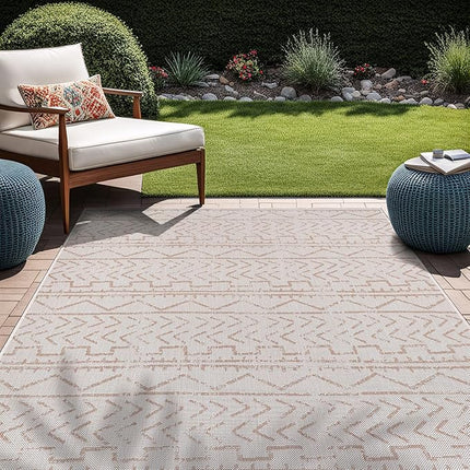 Beverly Rug Waikiki Indoor Outdoor Washable Rug 6x9 - Beige/White (Open Box)