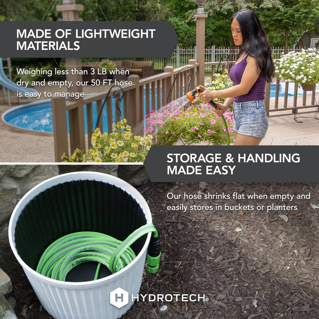 HydroTech FlatJacket 5/8" 50 ft Garden Hose with Patented Force Control Technology (New)