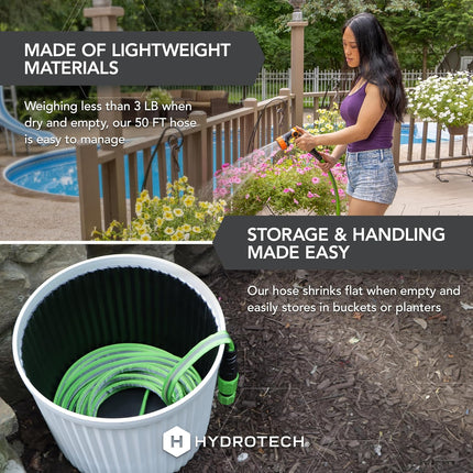 HydroTech FlatJacket 5/8" 50 ft Garden Hose with Patented Force Control Technology | Open Box