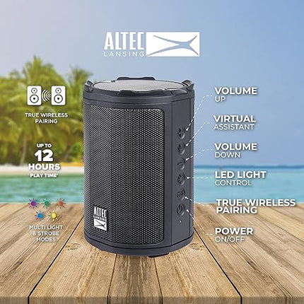 Altec Lansing HydraMotion Wireless Bluetooth Speaker - 360° Sound, IP67 Waterproof, Black (Open Box)