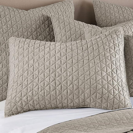 Levtex Home Rowan King Quilt Set - Tan Crinkle, Reversible (New)