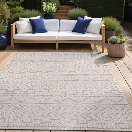 Beverly Rug Waikiki Indoor Outdoor Washable Rug 6x9 - Beige/White (Open Box)