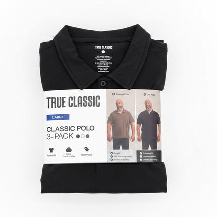 True Classic - Classic Polo 3 Pack Black/White/Navy Size Large