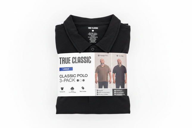 True Classic - Classic Polo 3 Pack Black/White/Navy Size Large