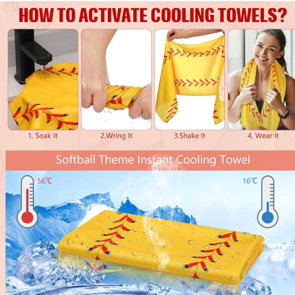 12 Pcs Cooling Towels, 40”x12” Breathable Microfiber Sports Towels for Baseball, Softball, Football, Volleyball - Yellow, New Open Box