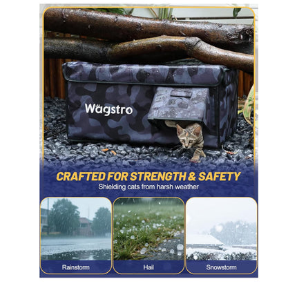 Heated Cat House for Outside, Waterproof Awning & Escape Door Heated Cat Houses for Indoor/Outdoor