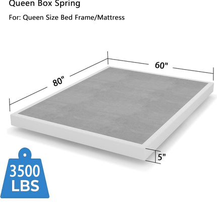 Heavy-Duty Steel Bed Frame with Mattress Foundation, Queen Size, (New White Open Box)