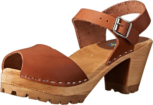 MIA Women’s Swedish Brown Leather Clog Sandals, Size 9.5 New Without Box