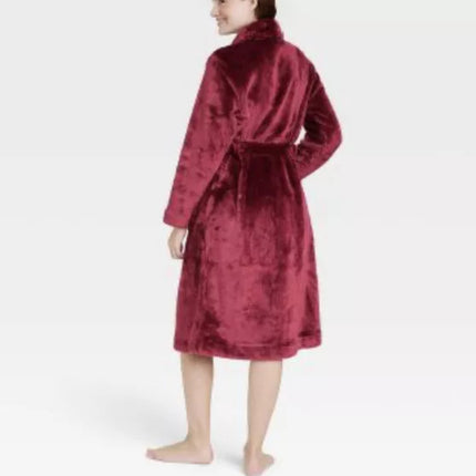 Women’s Plush Burgundy Robe - Stars Above - New, Size XL/XXL