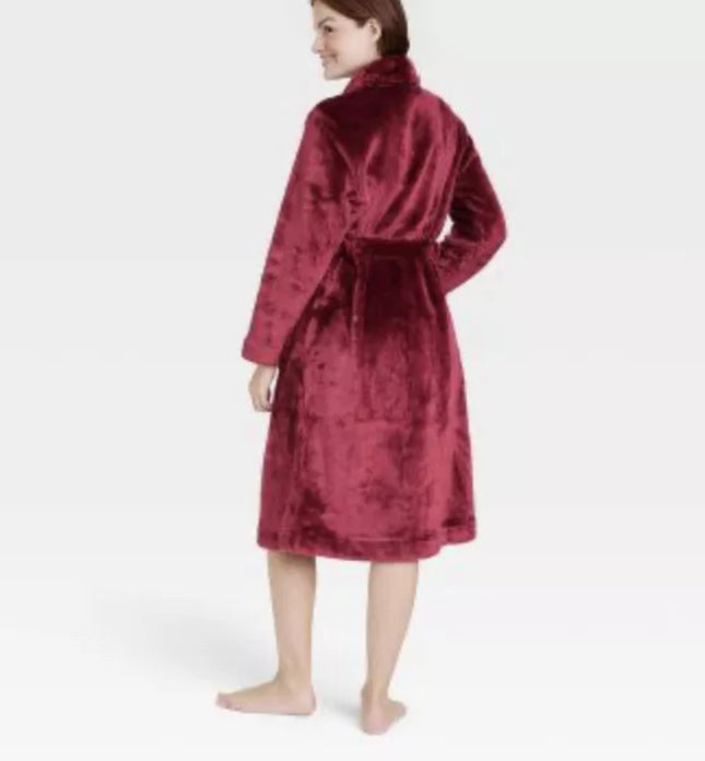 Women’s Plush Burgundy Robe - Stars Above - New, Size XL/XXL