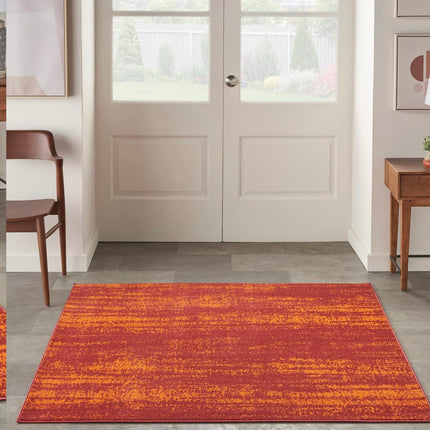 Nourison Essentials Indoor/Outdoor Red 5’ x Square Area Rug - New Open Box