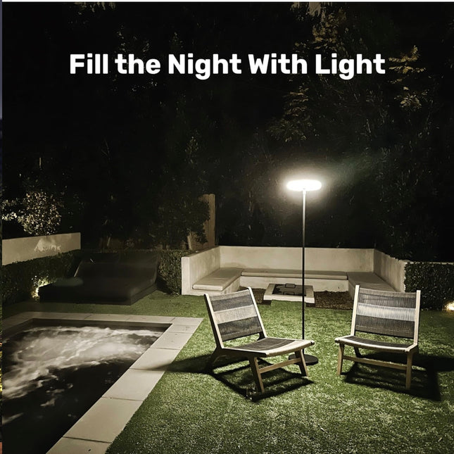 Nocturne Outdoor 100% Solar Powered Floor Lamp - Ultra Bright Diffuse Light, Weatherproof - New Open Box