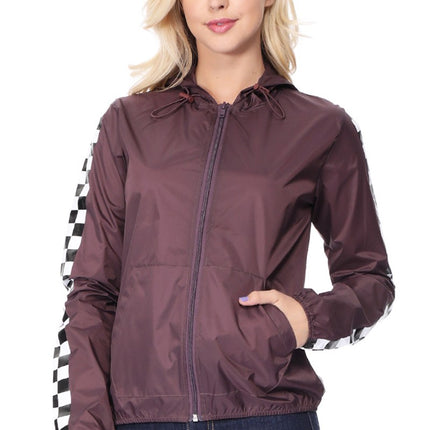 Reflex Checkerboard Print Windbreaker Jacket - Violet