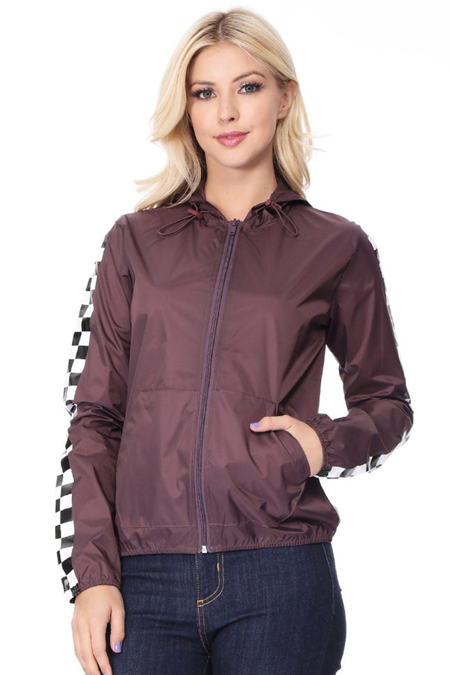 Reflex Checkerboard Print Windbreaker Jacket - Violet