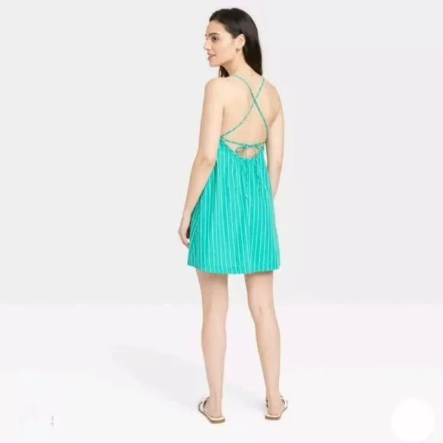 A New Day Striped Green Sleeveless Dress, New