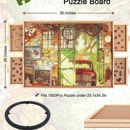 ALL4JIG 1500-Piece Rotating Puzzle Board with Drawers and Cover - New Open Box