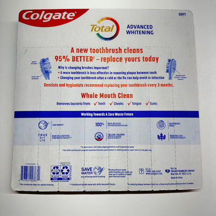 Colgate Total Advanced Whitening Soft Toothbrushes 8-Pack - New