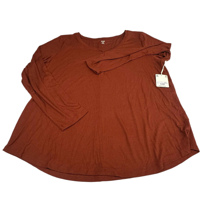 A.N.A Autumn Russet Henley Ribbed Top Size 2X New
