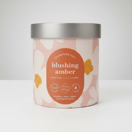 Signature Soy Lidded Blushing Amber Scented Candle - 15.1 Oz