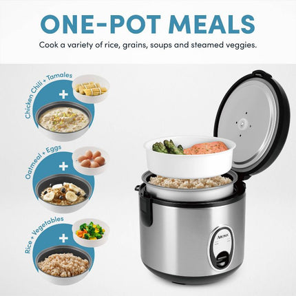 Aroma Rice Cooker 6-Cup Stainless Steel Open Box