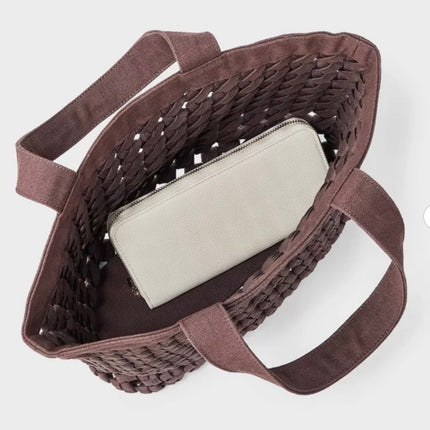 Waxed Cotton Woven Cord Tote Bag - Universal Thread™ Brown