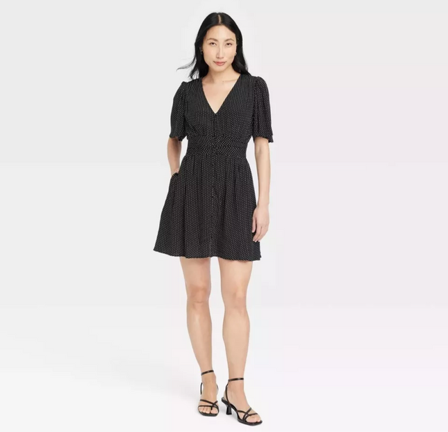 A New Day Women’s Black Polka Dot Dress - New