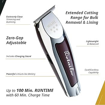 Wahl Professional 5 Star Cordless Detailer Li Trimmer T Wide Blade, Lithium-Ion Battery