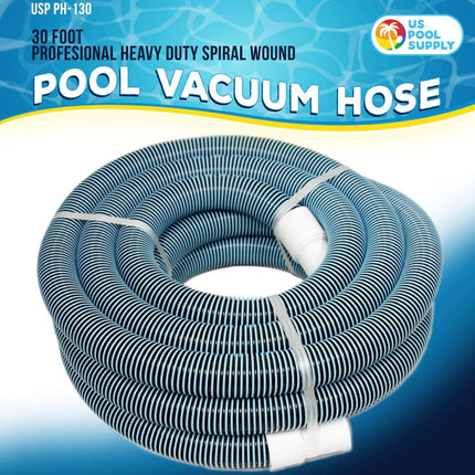 U.S. Pool Supply Professional Heavy Duty Spiral Wound Pool Vacuum Hose - 1-1/2 inch x 30 feet