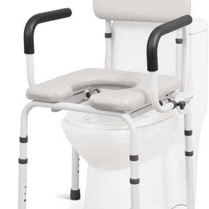 OasisSpace Heavy Duty Padded Drop Arm Commode, Open Box