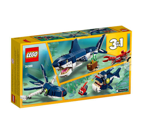 LEGO Creator 3-in-1 Deep Sea Creatures - Transforms into Shark, Crab, Squid, or Angler Fish, New, 31088