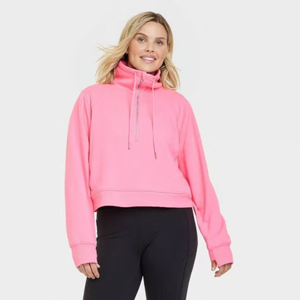 All in Motion Core Fleece 1/2 Zip Pullover Hoodie Pink, 3X, New