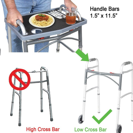 Support Plus Walker Tray Table - Mobility Table Tray for Walker with Non-Slip Mat and Cup Holders - New Open Box