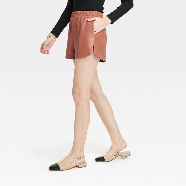 A New Day Women’s Brown Faux Leather Shorts, Size XL - New