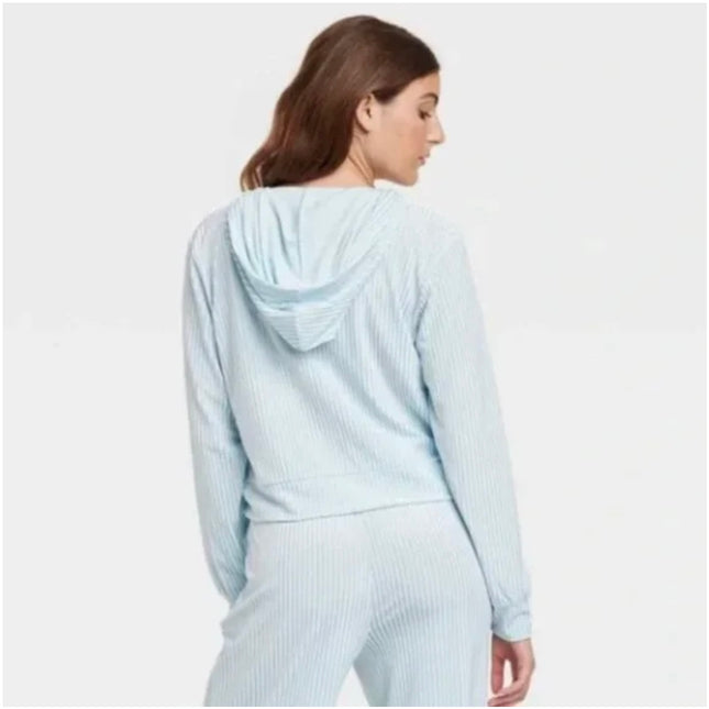 Colsie Velour Hooded Top Light Blue - New