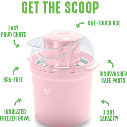 GreenLife 1.5QT Electric Ice Cream Maker - Pink, New Open Box