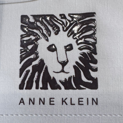 Anne Klein Perfect Pairs Large Tote Bag White Canvas Black Patent Shoulder Purse