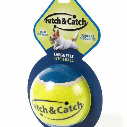Fetch & Catch Large Felt Squeaky Fetch Ball - Dog Fetch Ball