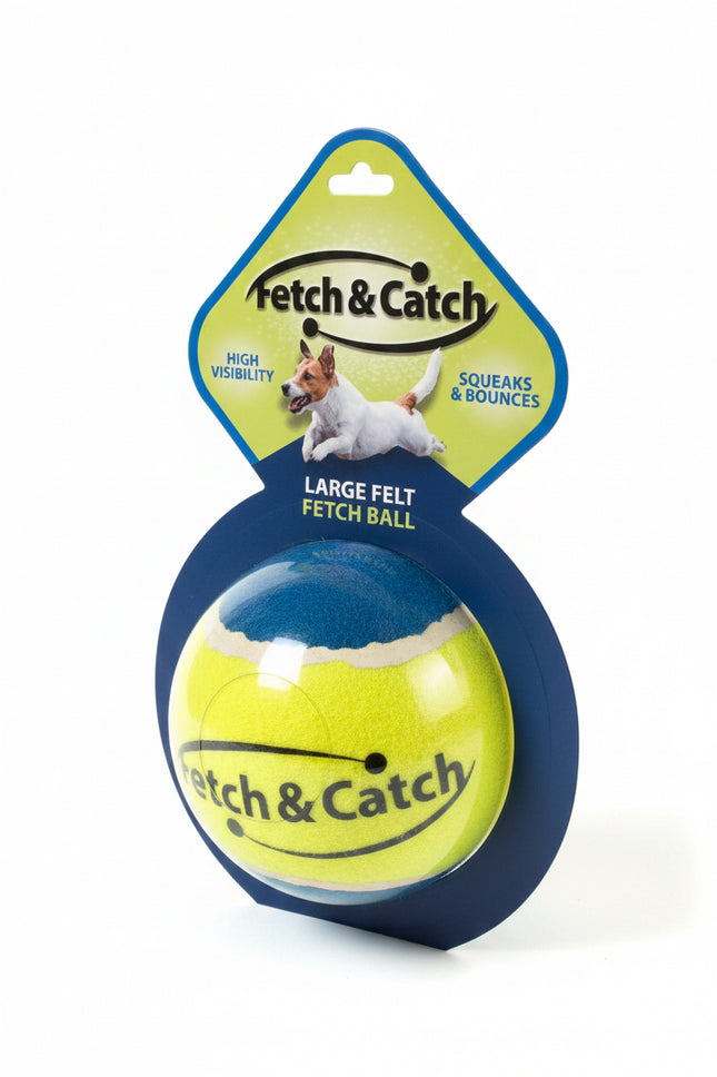 Fetch & Catch Large Felt Squeaky Fetch Ball - Dog Fetch Ball
