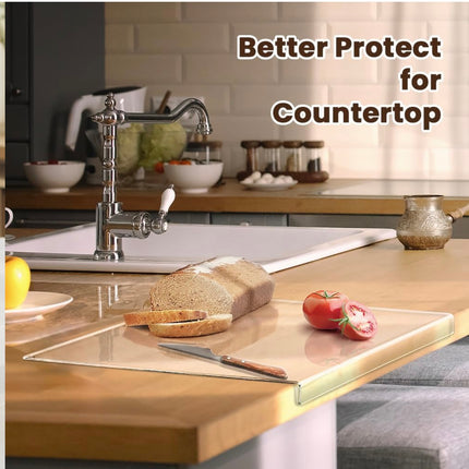 Acrylic Cutting Board with Counter Lip, 18 x 16 Inch Large Non-Slip Clear Chopping Board, Countertop Protector for Kitchen - New Open Box