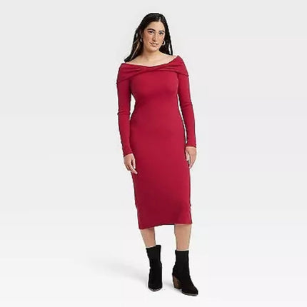 Universal Thread Women's Long Sleeve Red Dress - New, Size S,M,L,XL