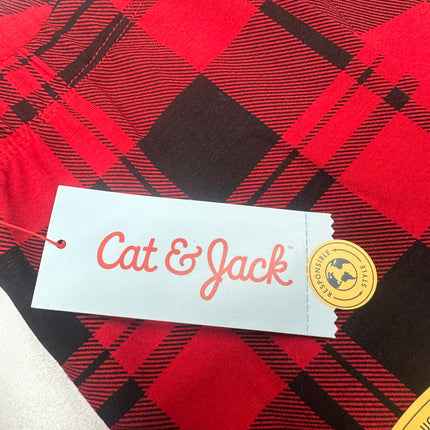 Cat & Jack Girls’ Red Plaid Leggings - Size S (6/7), New