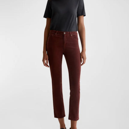 AG Jeans Women's Mari High-Rise Slim Straight Jeans - New - Bordeaux Rouge Vintage Inspired - Size 25