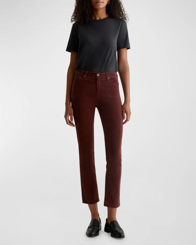AG Jeans Women's Mari High-Rise Slim Straight Jeans - New - Bordeaux Rouge Vintage Inspired - Size 25