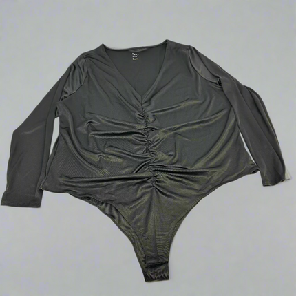 A New Day Women's V-Neck Ruched Long Sleeve Bodysuit, New, Size 3X

