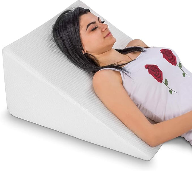 Abco Tech Bed Wedge Pillow for Sleeping - Memory Foam, 12in, Neck & Back Pain Relief, New