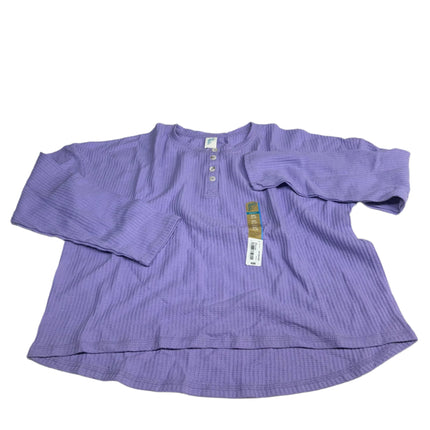 About Their Long Sleeve Waffle Knit Henley Top, 3XLP, Pond Lily (Girls, New)

