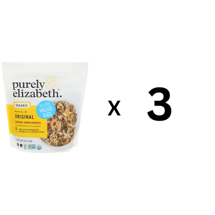 Purely Elizabeth Organic Ancient Grain Granola - Value Size 18 oz (3 Pack) - Exp. 03/25/2025"